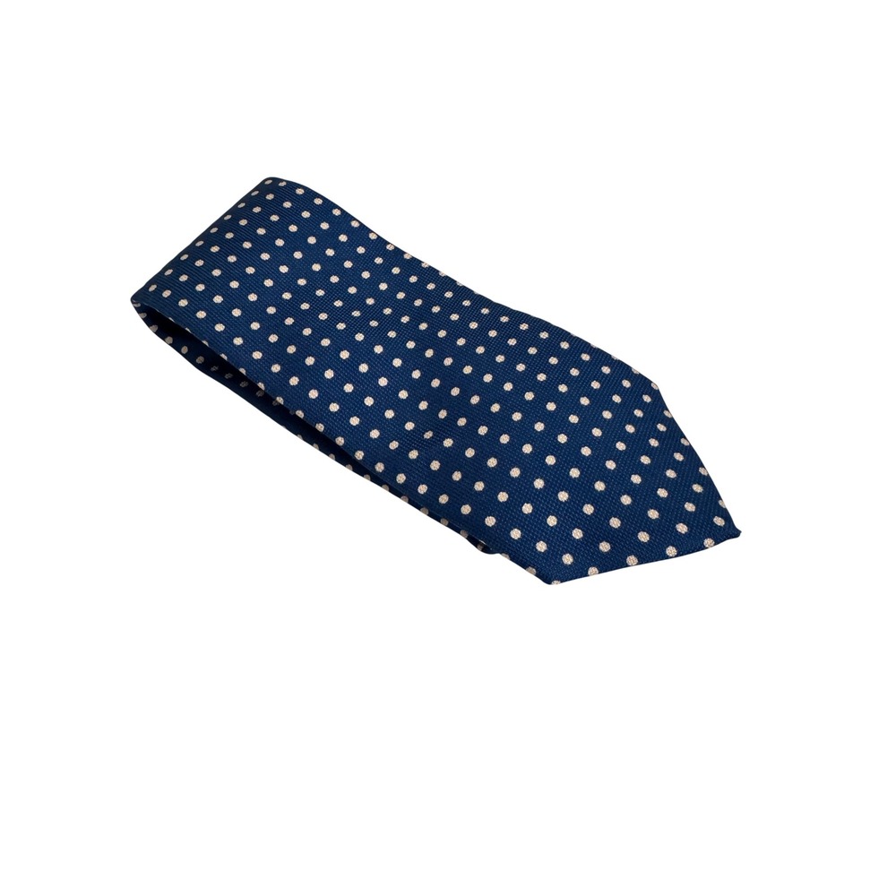 Brooks Brothers 346 Mens Blue Polka Dot Pure Silk Necktie Made in USA